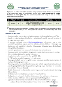 Punjab Forest Department Jobs 2026: 15 Surveyor (PPS-4) Vacancies Announced under Digital Enumeration of Linear Plantations Project – Last Date 08 June 2026 – Jobboostpk