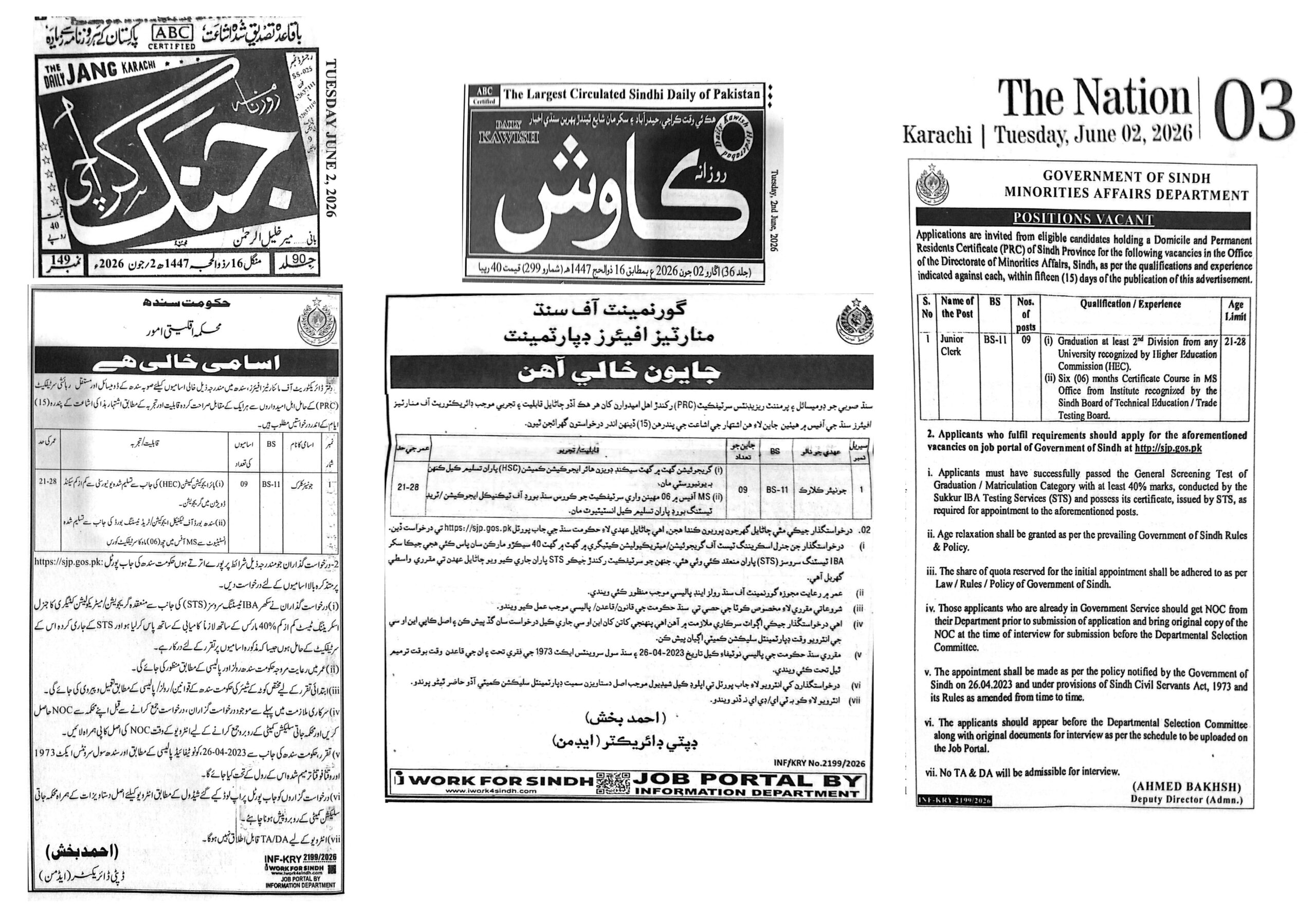 Sindh Minorities Affairs Department Jobs 2026